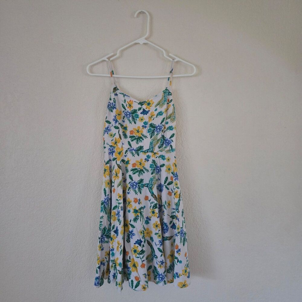 Women's Old Navy Bird and Floral Print Spaghetti Strap Dress Size Small